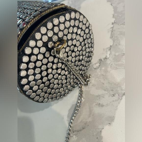 Unique Antik Kraft Mother of Pearl Cylinder Tube Floral Clutch Purse - Picture 7 of 10